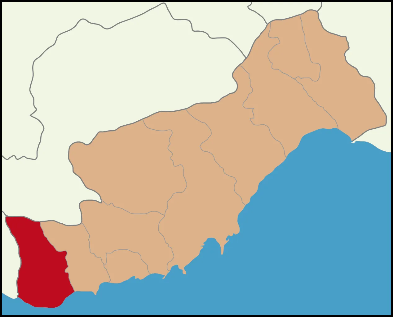 Anamur ilçesinin Mersin'deki konumu