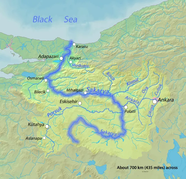 Sakarya Nehri ve doğusunda uzanan Ankara Çayı