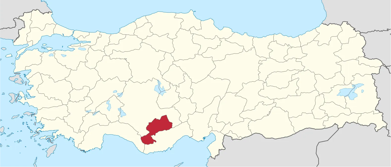 Karaman'ın Türkiye'deki konumu