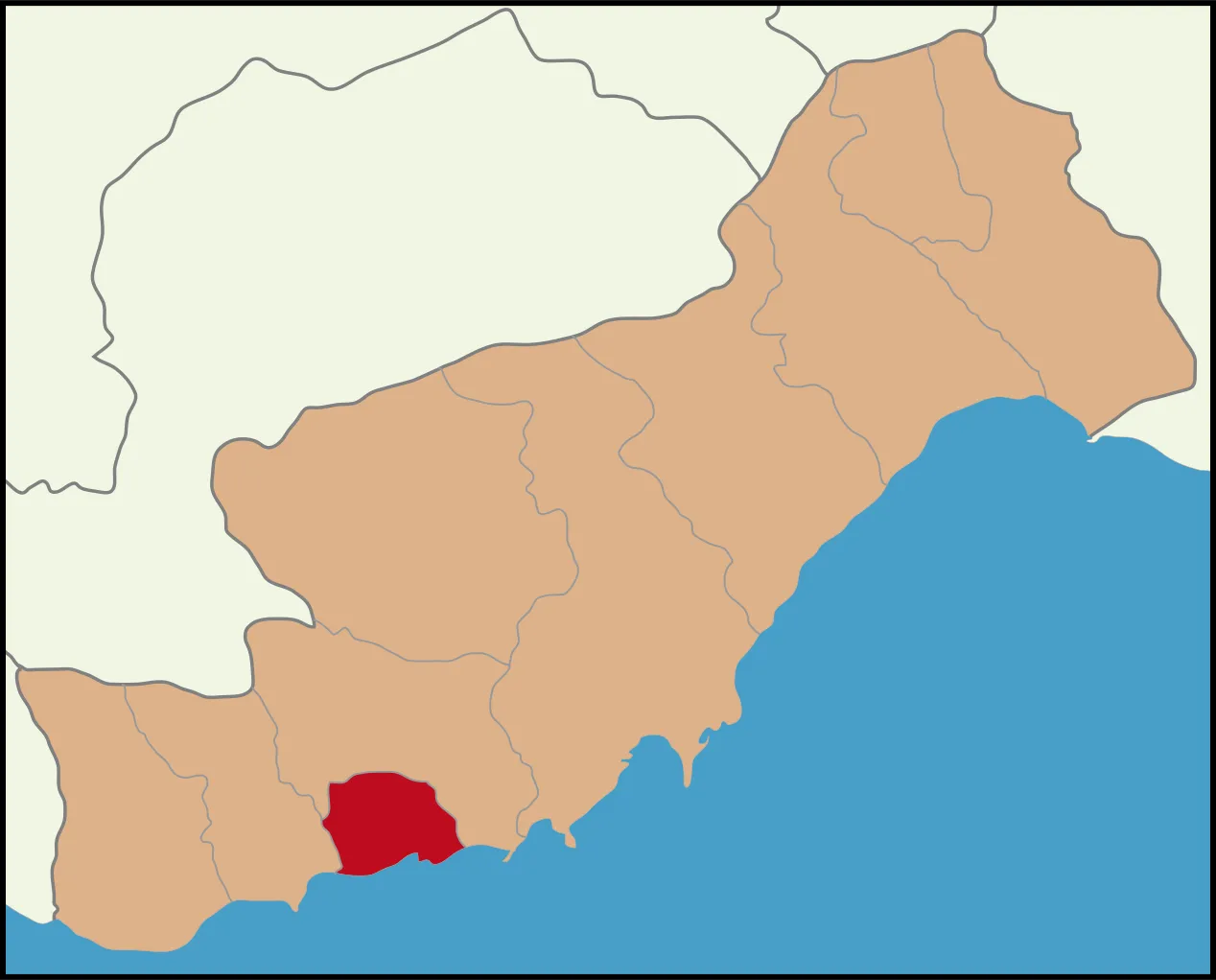 Aydıncık ilçesinin Mersin'deki konumu
