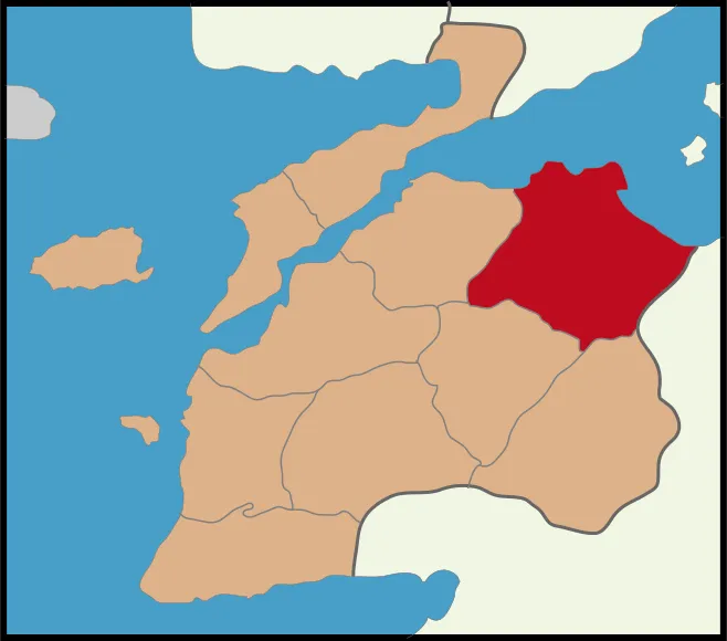 Biga ilçesinin Çanakkale'deki konumu