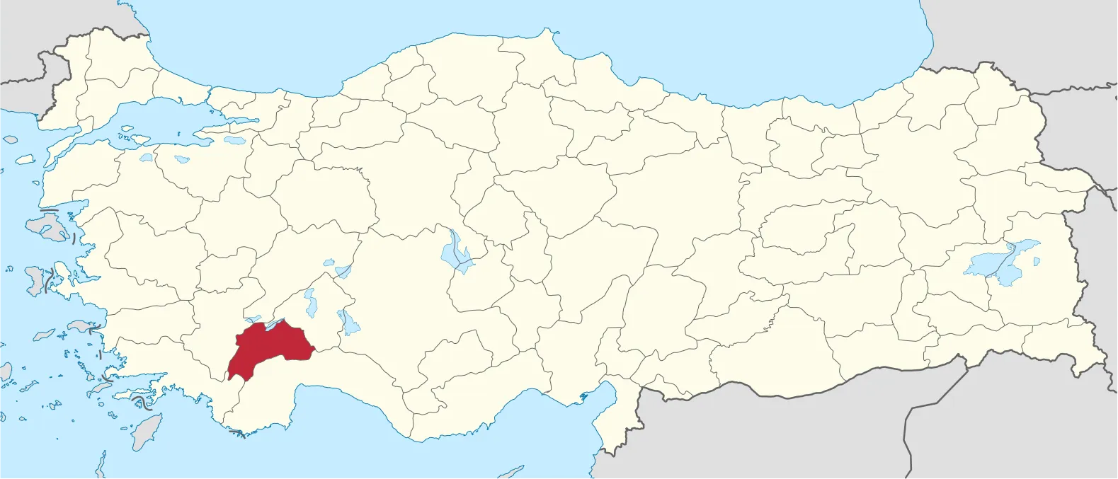 Burdur'un Türkiye'deki konumu