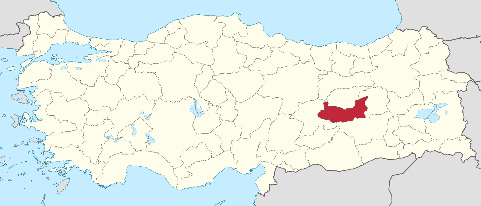 Elazığ'ın Türkiye'deki konumu