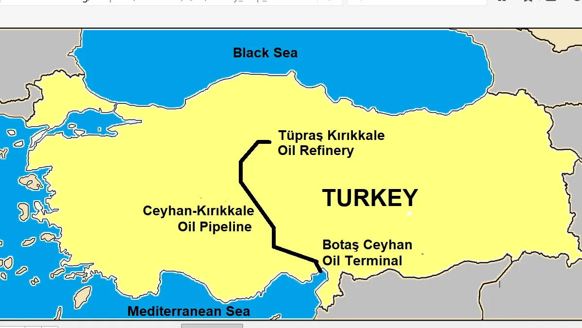 Ceyhan-Kırıkkale Petrol Boru Hattı'nın yeri