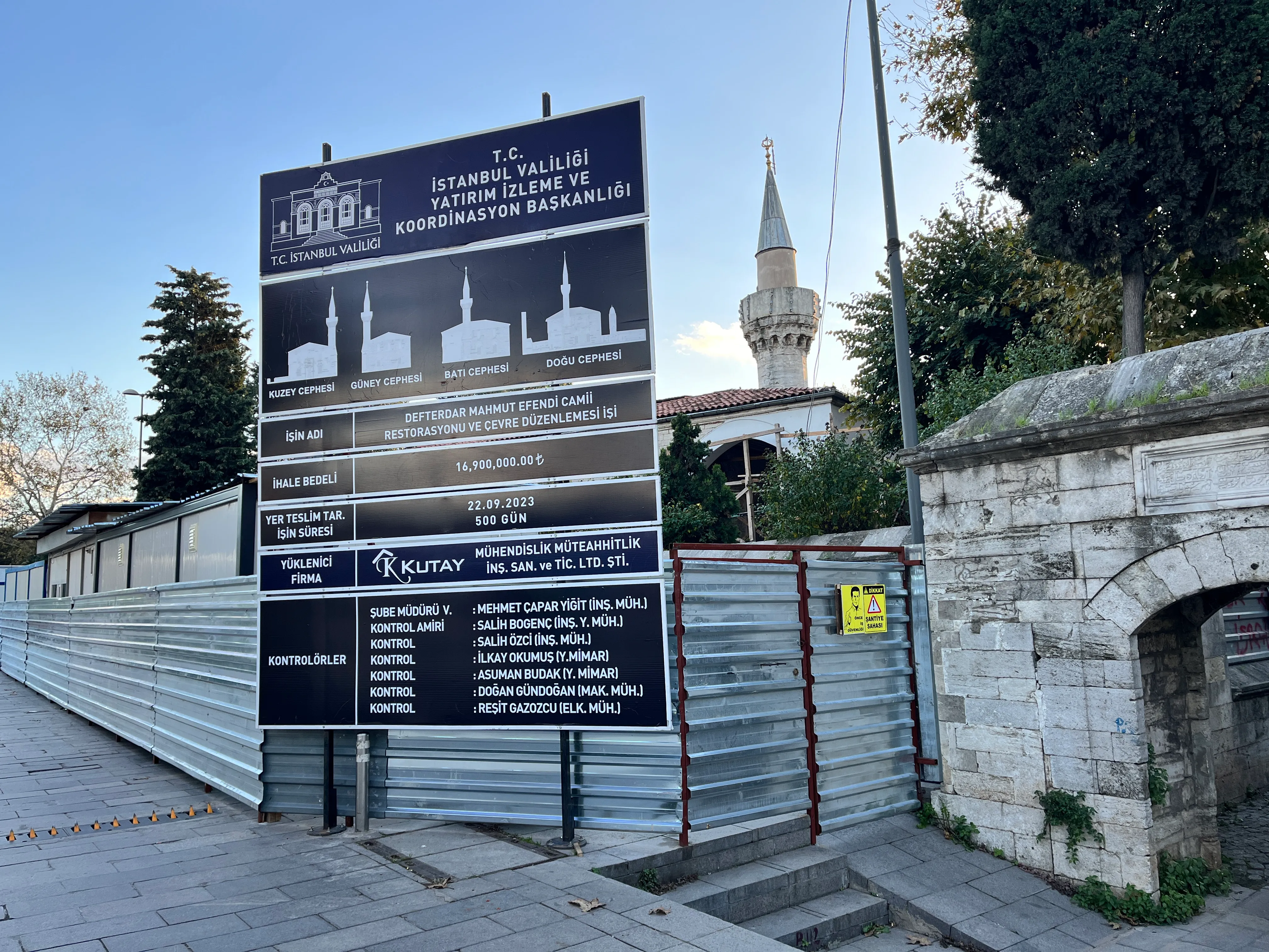 Restorasyon durumuna dair tabela