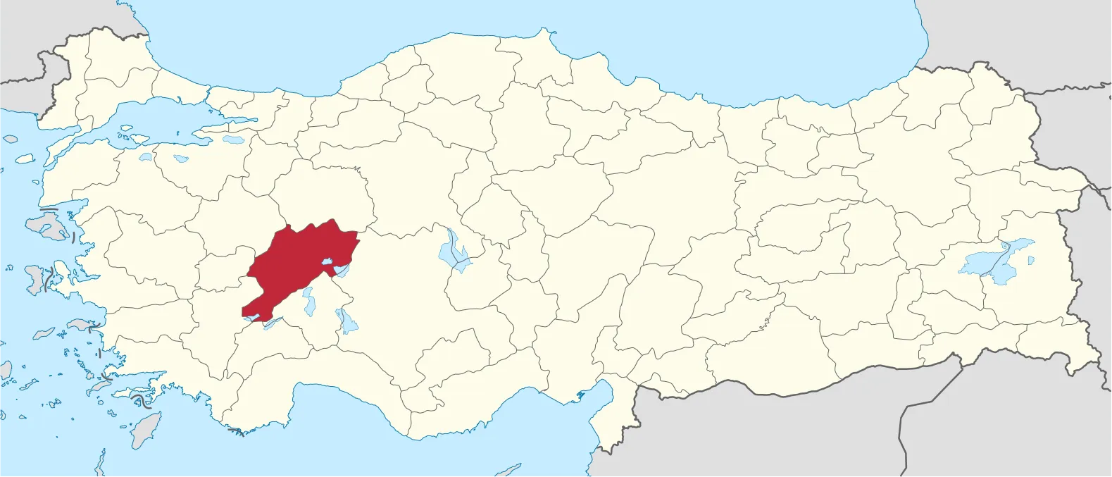 Afyonkarahisar'ın Türkiye'deki konumu