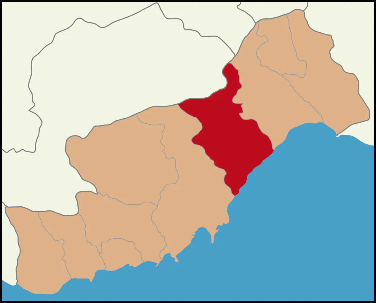 Erdemli ilçesinin Mersin'deki konumu