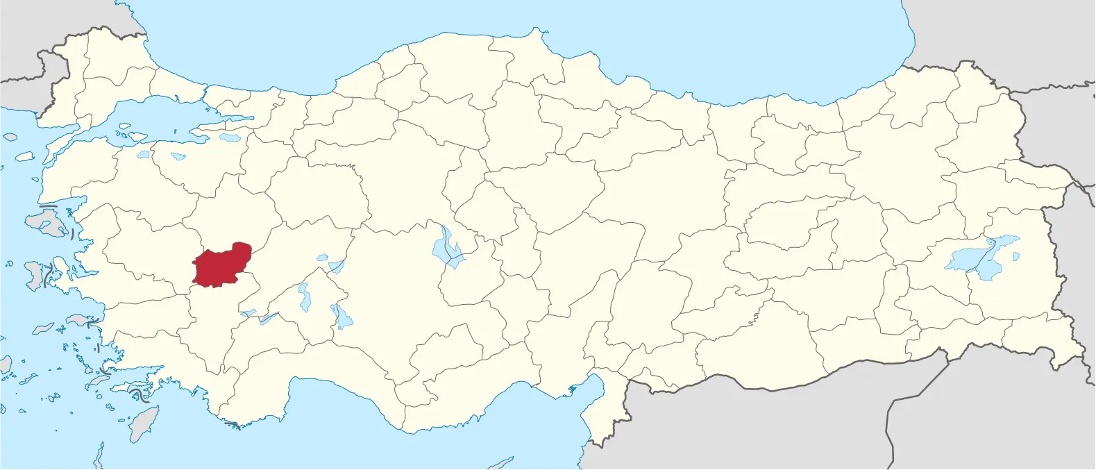 Uşak'ın Türkiye'deki konumu