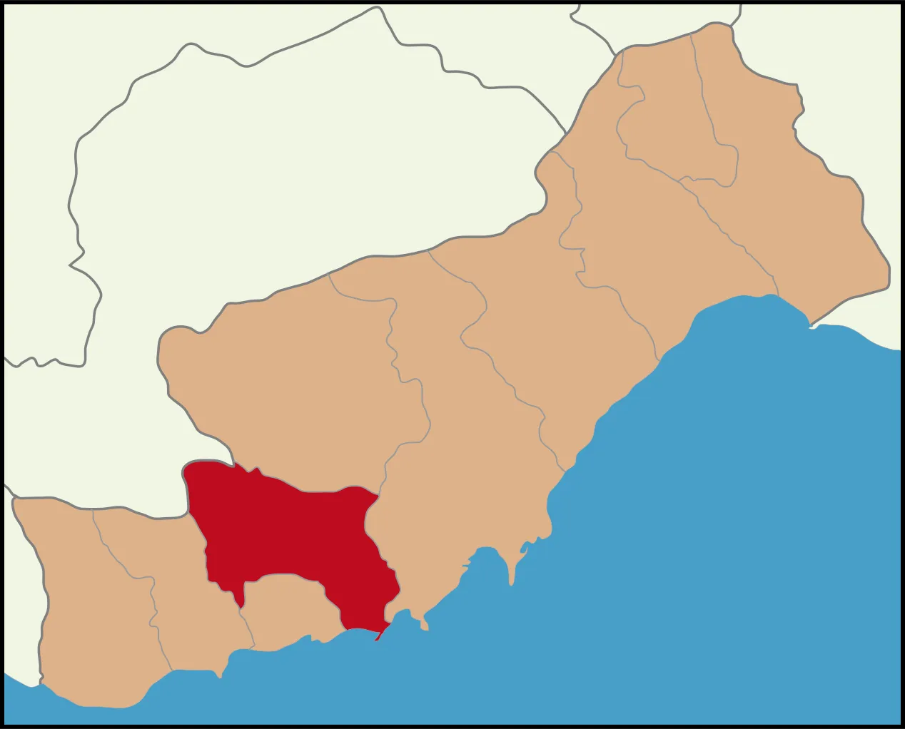 Gülnar ilçesinin Mersin'deki konumu