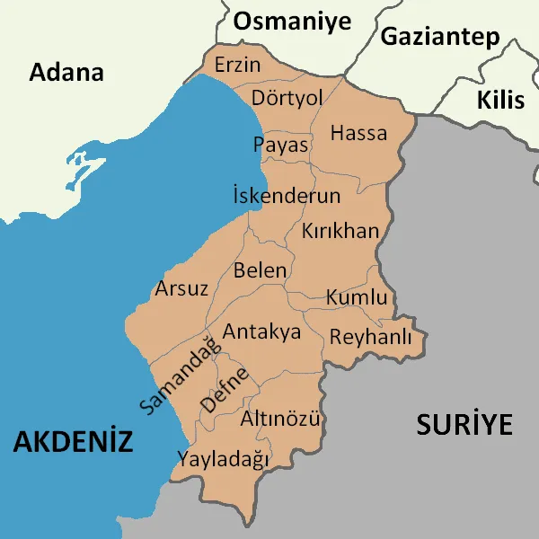 Hatay ili siyasi haritası