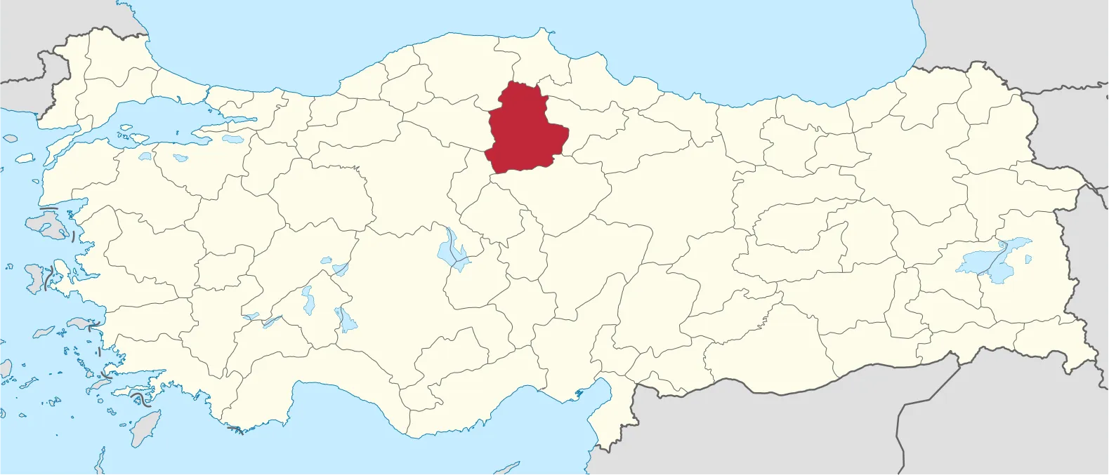 Çorum'un Türkiye'de konumu
