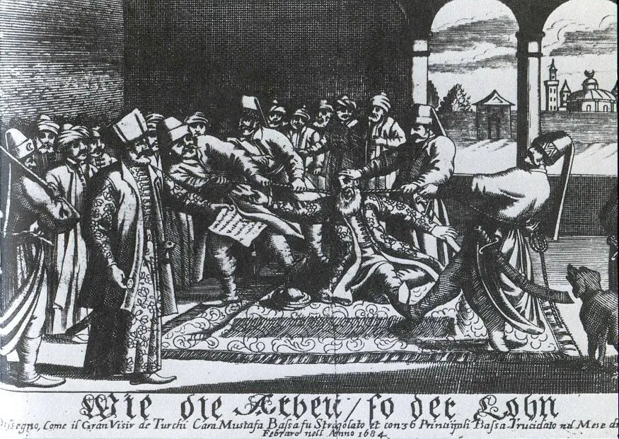 Kara Mustafa Paşa'nın ipek kuşakla 25 Aralık 1683'teki idamı