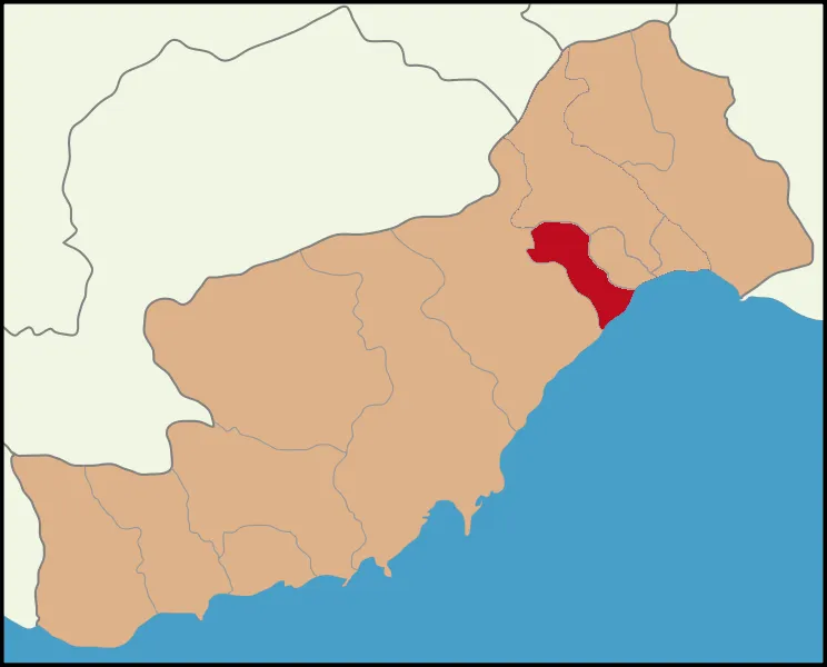 Mezitli ilçesinin Mersin'deki konumu