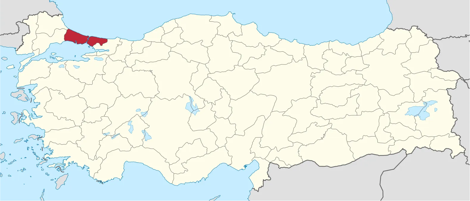İstanbul ilinin Türkiye'deki konumu