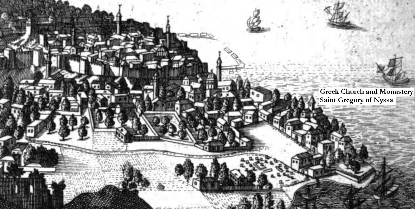 1718 tarihli Trabzon tasviri ve sahilde kilisenin konumu