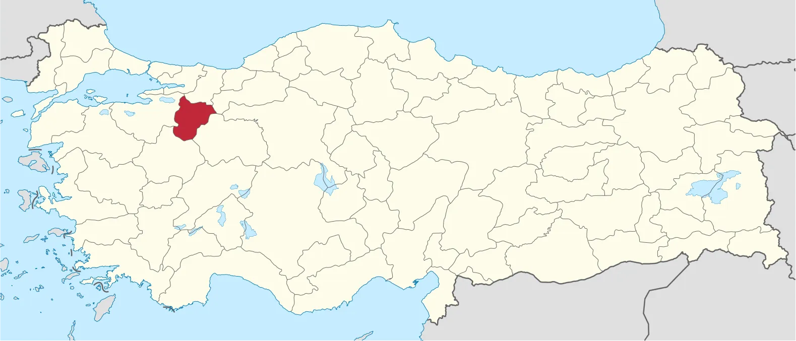 Bilecik'in Türkiye'teki konumu