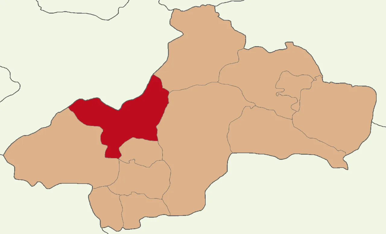 Turhal ilçesinin Tokat'taki konumu