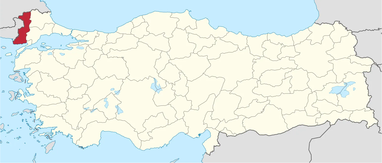 Edirne'nin Türkiye'deki konumu