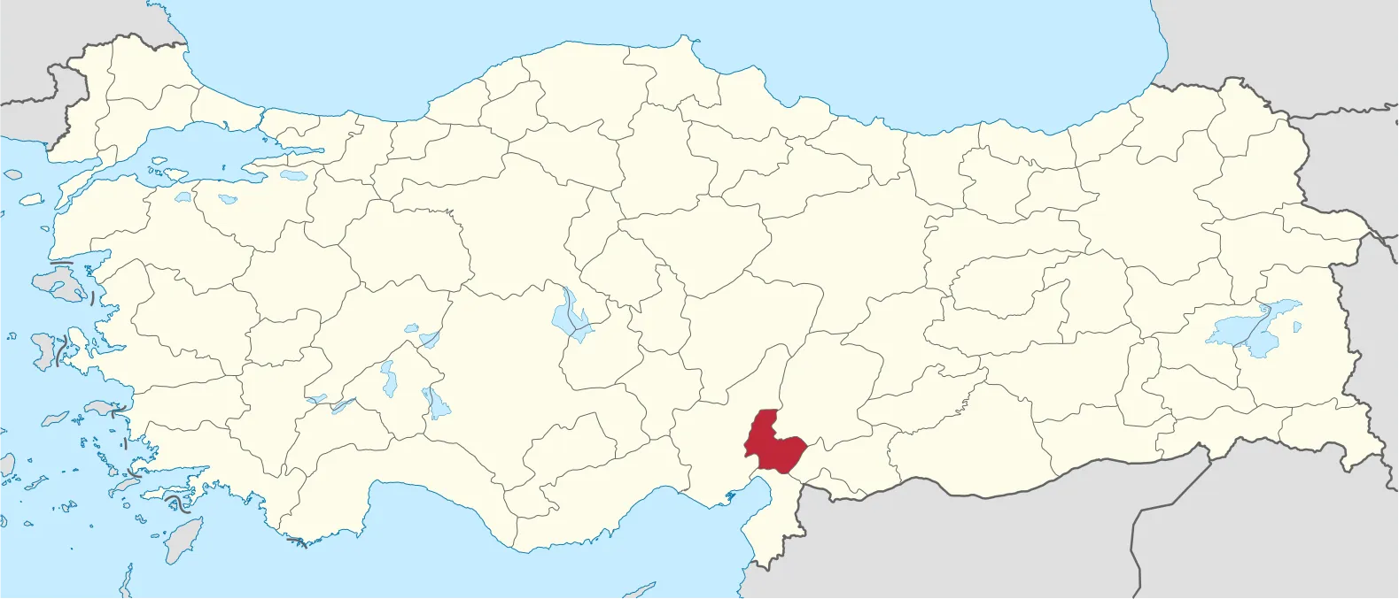 Osmaniye'nin Türkiye'deki konumu