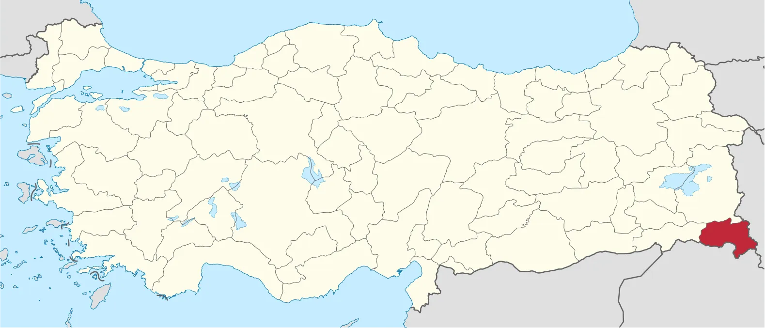 Hakkâri'nin Türkiye'deki konumu